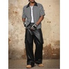 image:imageGORGLITTER Mens Baggy Leather Pants Y2K Wide Leg Cargo Pants with Pockets StreetwearBlack