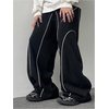 image:imageGORGLITTER Mens Baggy Star Graphic Sweatpants Striped Side Y2K Drawstring Waist Wide Leg Track Pants