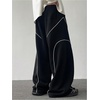image:imageGORGLITTER Mens Baggy Star Graphic Sweatpants Striped Side Y2K Drawstring Waist Wide Leg Track Pants