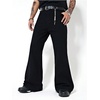 image:imageGORGLITTER Mens Bell Bottom Jeans Flared Bootcut Pants 60s 70s Disco Pants Western Vintage Denim Trousers StreetwearSolid Black