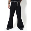 image:imageGORGLITTER Mens Bell Bottom Jeans Flared Bootcut Pants 60s 70s Disco Pants Western Vintage Denim Trousers StreetwearSolid Black