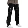 image:imageGORGLITTER Mens Cargo Work Pants Flared Jeans Baggy Wide Leg Bell Bottom Casual Hiking Stacked Joggers Trousers StreetwearBlack