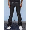 image:imageGORGLITTER Mens Casual Stacked PU Leather Flares Pants Wide Leg Skinny Motorcycle Biker PantsBlack