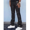 image:imageGORGLITTER Mens Casual Stacked PU Leather Flares Pants Wide Leg Skinny Motorcycle Biker PantsBlack