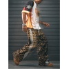 image:imageGORGLITTER Mens Cheetah Leopard Print Jeans Striped Baggy Sweatpants Wide Leg Drawstring Track Pants with PocketsBrown White Black