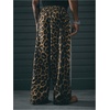 image:imageGORGLITTER Mens Cheetah Leopard Print Jeans Striped Baggy Sweatpants Wide Leg Drawstring Track Pants with PocketsBrown White Black
