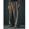 image:imageGORGLITTER Mens Cheetah Leopard Print Jeans Striped Baggy Sweatpants Wide Leg Drawstring Track Pants with PocketsBrown White Black