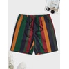 image:imageGORGLITTER Mens Color Block Striped Workout Cool Shorts Drawstring Waist Gym Shorts with Pockets