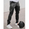 image:imageGORGLITTER Mens Faux Leather Pants Drawstring Elastic Waist Motorcycle Biker Pants Y2k Streetwear TrousersBlack