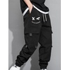 image:imageGORGLITTER Mens Graphic Cargo Work Pants Business Casual Slim Fit Joggers Trousers Streetwear with PocketsBlack