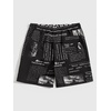 image:imageGORGLITTER Mens Graphic Print Drawstring Waist Straight Workout Gym Track Shorts Black and White Medium