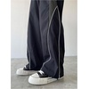 image:imageGORGLITTER Mens Letter Wide Leg Baggy Sweatpants Y2k Hip Hop Fashion Track PantsBlack