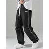 image:imageGORGLITTER Mens Lightweight Baggy Sweatpants Contrast Trim Letter Graphic Open Bottom Athletic Pants with PocketsBlack