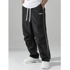 image:imageGORGLITTER Mens Lightweight Baggy Sweatpants Contrast Trim Letter Graphic Open Bottom Athletic Pants with PocketsBlack