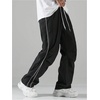 image:imageGORGLITTER Mens Lightweight Baggy Sweatpants Contrast Trim Letter Graphic Open Bottom Athletic Pants with PocketsBlack