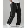 image:imageGORGLITTER Mens Lightweight Baggy Sweatpants Contrast Trim Letter Graphic Open Bottom Athletic Pants with PocketsBlack