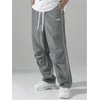 image:imageGORGLITTER Mens Lightweight Baggy Sweatpants Contrast Trim Letter Graphic Open Bottom Athletic Pants with PocketsGrey