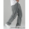 image:imageGORGLITTER Mens Lightweight Baggy Sweatpants Contrast Trim Letter Graphic Open Bottom Athletic Pants with PocketsGrey