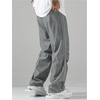 image:imageGORGLITTER Mens Lightweight Baggy Sweatpants Contrast Trim Letter Graphic Open Bottom Athletic Pants with PocketsGrey