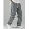 image:imageGORGLITTER Mens Lightweight Baggy Sweatpants Contrast Trim Letter Graphic Open Bottom Athletic Pants with PocketsGrey