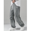 image:imageGORGLITTER Mens Lightweight Baggy Sweatpants Contrast Trim Letter Graphic Open Bottom Athletic Pants with PocketsGrey
