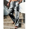 image:imageGORGLITTER Mens Patchwork Print Vacation Pants Drawstring Waist Colorful Baggy Wide Leg Pants Summer Beach TrousersBlack and White
