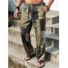 image:imageGORGLITTER Mens Patchwork Print Vacation Pants Drawstring Waist Colorful Baggy Wide Leg Pants Summer Beach TrousersGreen and Brown