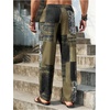 image:imageGORGLITTER Mens Patchwork Print Vacation Pants Drawstring Waist Colorful Baggy Wide Leg Pants Summer Beach TrousersGreen and Brown