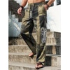 image:imageGORGLITTER Mens Patchwork Print Vacation Pants Drawstring Waist Colorful Baggy Wide Leg Pants Summer Beach TrousersGreen and Brown