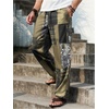 image:imageGORGLITTER Mens Patchwork Print Vacation Pants Drawstring Waist Colorful Baggy Wide Leg Pants Summer Beach TrousersGreen and Brown