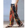 image:imageGORGLITTER Mens Patchwork Print Vacation Pants Drawstring Waist Colorful Baggy Wide Leg Pants Summer Beach TrousersMulticolor
