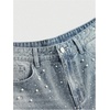 image:imageGORGLITTER Mens Rhinestone Denim Jean Shorts Y2K Relaxed Fit Washed Bermuda Jorts StreetwearLight Blue
