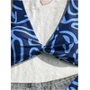 image:imageGORGLITTER Womens 2 Piece Swimsuit Summer Beach Twist Front Deep V Bikini Sets High Cut Graphic Bathing Suit BeachwearBlue