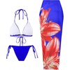 image:imageGORGLITTER Womens 3 Piece Bikini Set Floral Print Halter Top Swimsuits String Thong Bathing Suit with Beach CoverupsBlue and Red