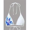 image:imageGORGLITTER Womens 3 Piece Bikini Set Floral Print Halter Top Swimsuits String Thong Bathing Suit with Beach CoverupsBlue and White