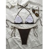 image:imageGORGLITTER Womens Cute Triangle High Waisted String Bikini Sets Halter 2 Piece Swimsuit Summer Bathing Suit Swim WearCoffee Brown