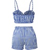 image:imageGORGLITTER Womens Gingham Bikini Sets with Shorts Cute Ruched Vacation Beach Cheeky 2 Piece Swimsuit Bathing SuitBlue