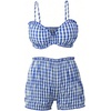 image:imageGORGLITTER Womens Gingham Bikini Sets with Shorts Cute Ruched Vacation Beach Cheeky 2 Piece Swimsuit Bathing SuitBlue