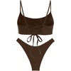 image:imageGORGLITTER Womens High Cut Cheeky Bikini Sets 2 Piece Lace Up Spaghetti Strap Swimsuits Beachwear 2025Khaki