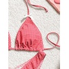 image:imageGORGLITTER Womens High Cut Thong Bikini Set Bow Gingham Cute Halter Triangle Cheeky 2026 Swimsuit Bathing SuitRed