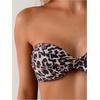 image:imageGORGLITTER Womens Leopard Cheetah Swimsuit Strapless Bandeau High Cut Thong Bikini Set Bathing SuitMulticolor