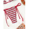 image:imageGORGLITTER Womens Striped High Waisted Bikini Sets Cute Cheeky Triangle String Thong Swimsuit Bathing Suit 2 PieceRed and White