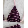image:imageGORGLITTER Womens Striped Swimsuit Halter String Bikini Top Low Rise Boy Shorts Set Y2k Triangle Bathing SuitPurple