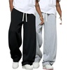 image:imageGORGLITTER Mens 2 Piece Baggy Sweatpants Casual Wide Leg Sweat Pants Athletic Joggers Track Pants Trousers with PocketsBlack and Grey
