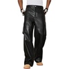 image:imageGORGLITTER Mens Baggy Leather Pants Y2K Wide Leg Cargo Pants with Pockets StreetwearBlack