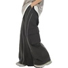 image:imageGORGLITTER Mens Baggy Wide Leg Cargo Pants Loose Streetwear Pants Trousers Parachute Pants SweatpantsBlack