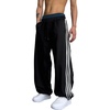 image:imageGORGLITTER Mens Double Waisted Sweatpants Vintage Y2k Baggy Pants Streetwear Wide Leg Sweatpants with PocketsBlack