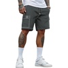 image:imageGORGLITTER Mens Graphic Cargo Shorts Lightweight Summer Casual Y2k Letter Drawstring Waist Sweat Shorts StreetwearDark Grey