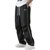 image:imageGORGLITTER Mens Lightweight Baggy Sweatpants Contrast Trim Letter Graphic Open Bottom Athletic Pants with PocketsBlack