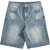 image:imageGORGLITTER Mens Rhinestone Denim Jean Shorts Y2K Relaxed Fit Washed Bermuda Jorts StreetwearLight Blue